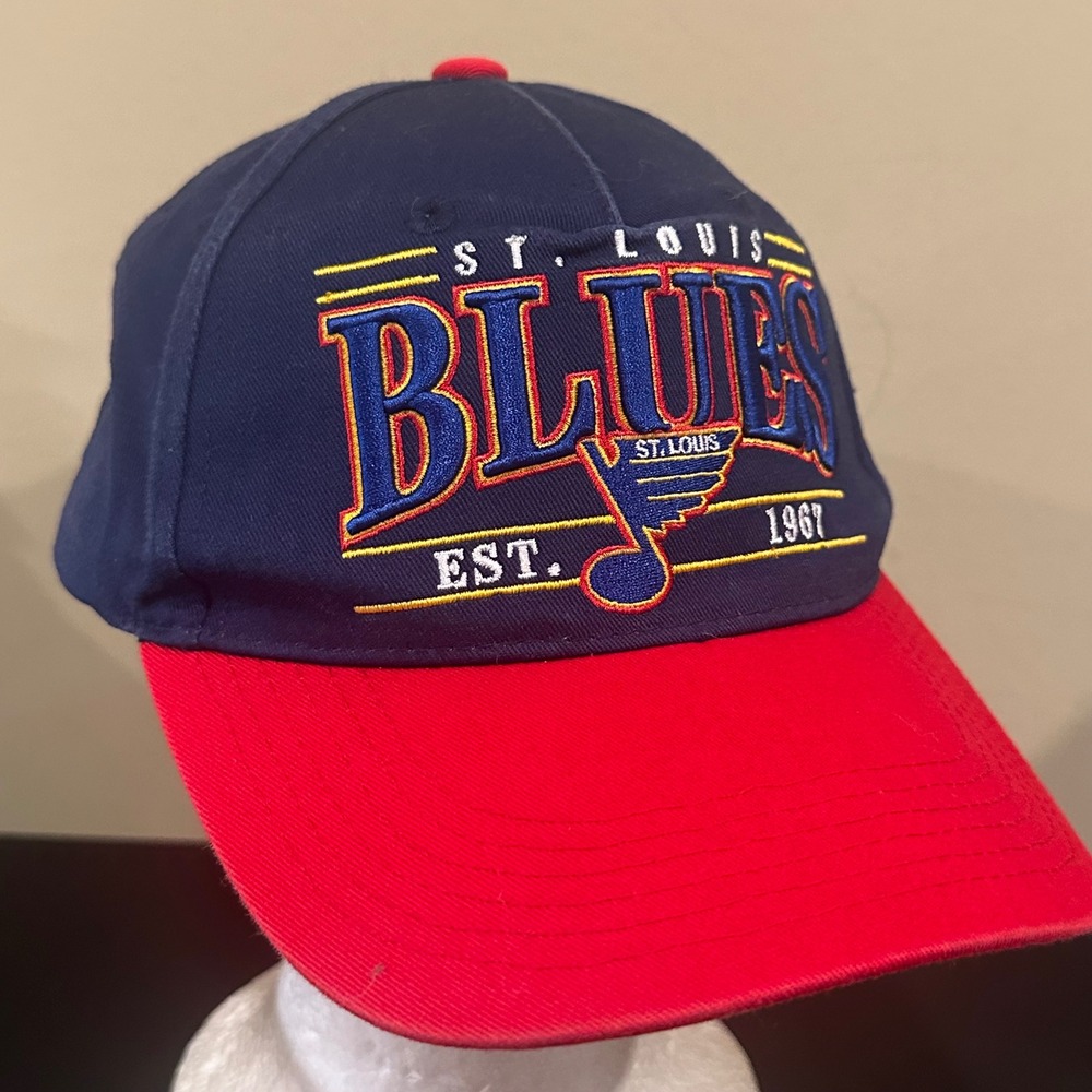 St Louis Blues NHL Snapback Hat Navy Red Ticketmaster Est 1967 Embroidered Cap